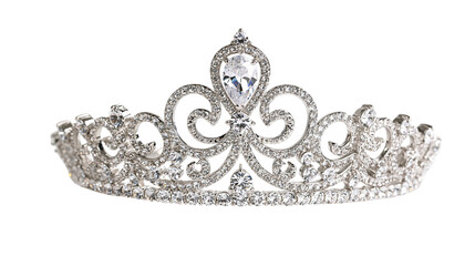 Sparkling silver tiara with clear crystal rhinestones and teardrop centerpiece © dominica
