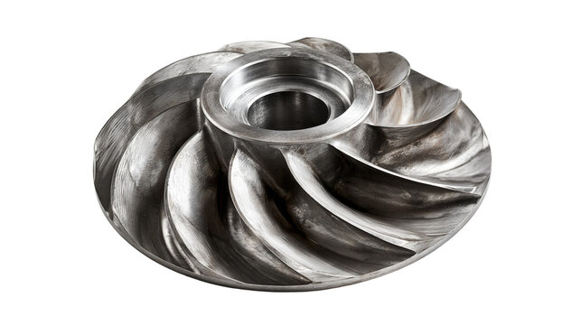 Metallic centrifugal pump impeller with curved blades for industrial machinery