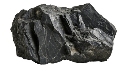 Jagged dark grey slate rock with sharp edges and rough textured surface © dominica