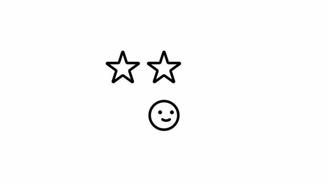Star rating with face expressions line icon animation on transparent background alpha channels