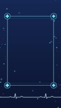 Christmas Medical Clean Frame with Heartbeat Title Background on Midnight Blue