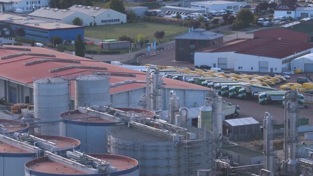 Large Industrial Gas Storage Facility with LPG Tanks and Railway Infrastructure