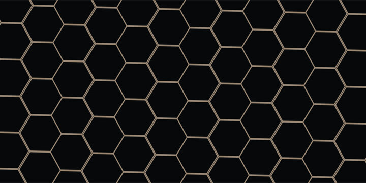Sophisticated abstract background featuring a metallic bronze honeycomb or hexagonal grid pattern positioned at the top of a solid black field.