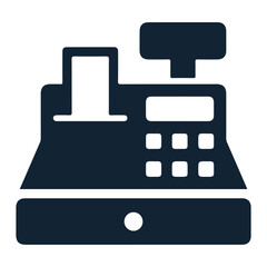 Obraz premium Minimalist black cash register icon for retail checkout and payment commerce
