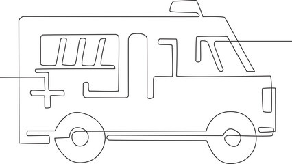 Minimalist one line ambulance with medical cross © Md Hasan