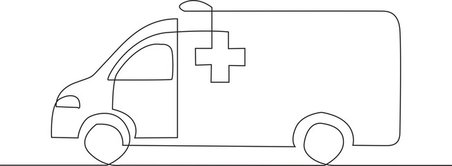Minimalist one line ambulance with medical cross © Md Hasan