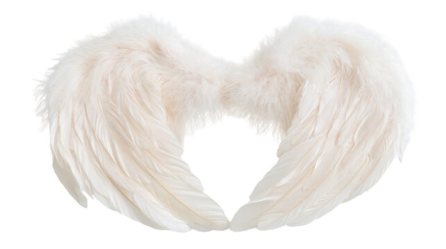 Soft white feathered angel wings shaped like a heart