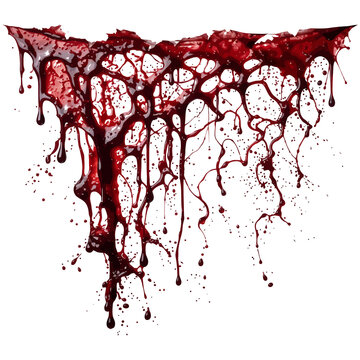 Blood drip vector illustration, red gore dripping and splashing isolated on white background