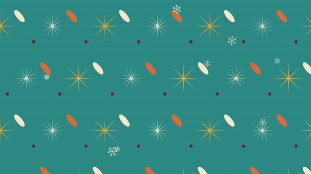 Christmas Retro Atomic Starbursts Pattern Loop Background