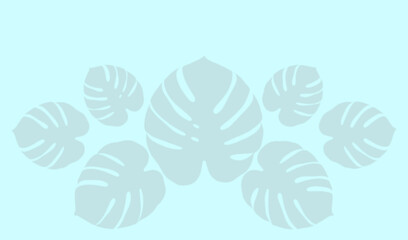 Monstera leaf pattern on pastel blue background © Imran