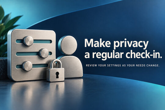 Privacy Settings Awareness Poster with User Profile and Padlock