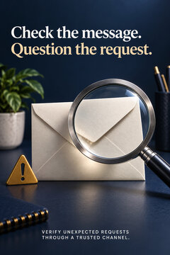 Email Security Awareness Poster with Magnifying Glass and Envelope