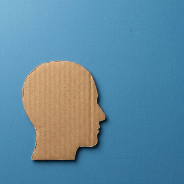 Cardboard Head Silhouette Represents Thought And Creativity