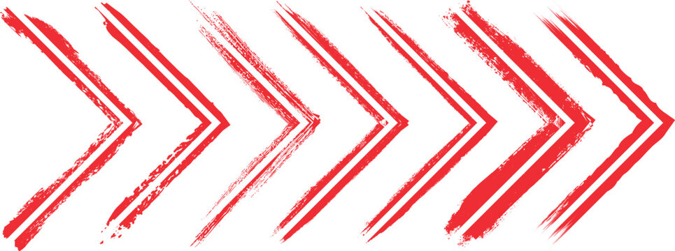 Red chevron arrows form a dynamic pattern on a white background