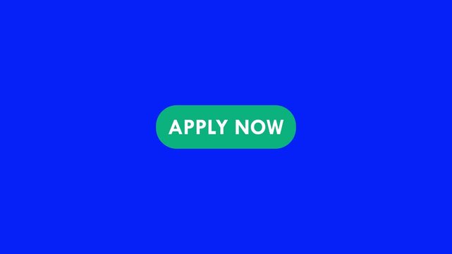 Apply now button sign animation on transparent background, animated apply now button with alpha channel.