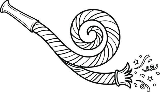 Party Blower Noise Maker Line Art Illustration.