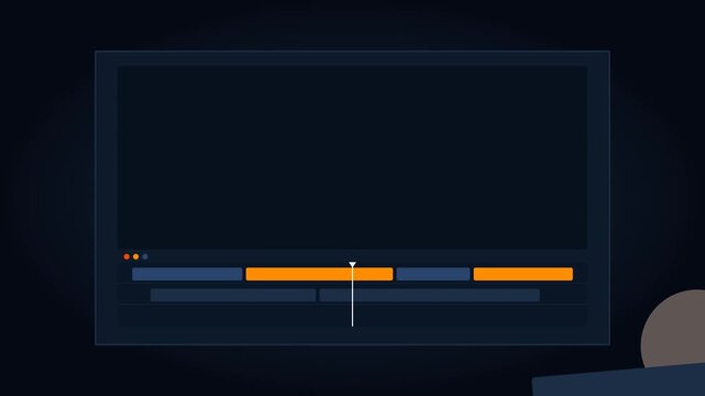 Professional Video Post Production Interface with Timeline Clips and Color Grading Progress