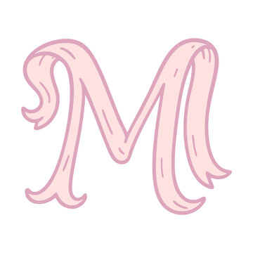 PNG Elegant pink letter M illustration.