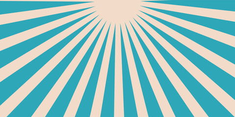 Obraz premium Sunlight wide retro faded background. Turquoise and beige color burst background. Fantasy Vector illustration. Magic Sun beam ray pattern background. Old paper. starburst wallpaper