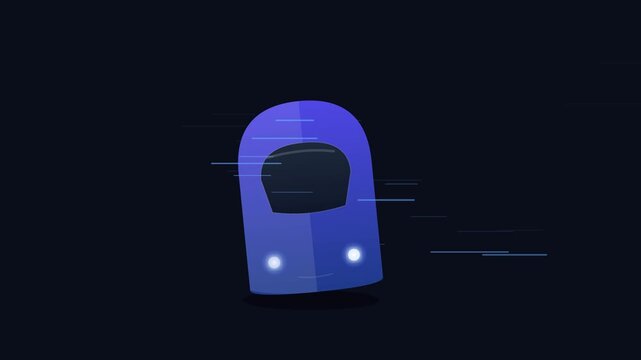 High Speed Rail Front View Icon Leaning into Curve with Indigo Blue Gradients and Motion Trails