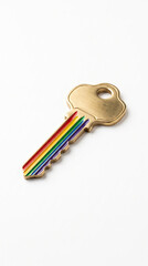 Obraz premium Golden Metal Key Painted With Rainbow Pride Flag Colors