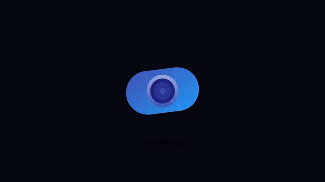 Orbital Space Station Module Icon with Sequential Docking Lights and Blue Gradients