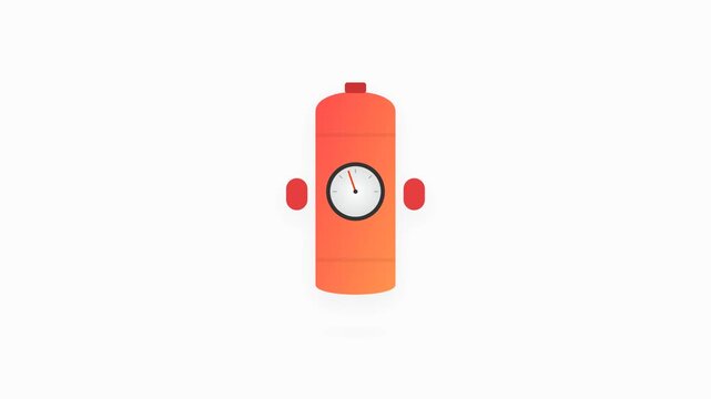 Smart Fire Hydrant Icon with Pulsing Pressure Gauge and Vibrant Red-Orange Gradient
