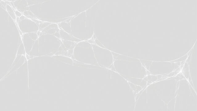 Faint horizontal draped spider web on a transparent background. Subtle hanging cobweb for Halloween design