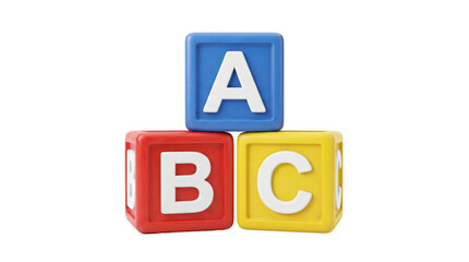 Colorful plastic alphabet blocks arranged in a pyramid on transparent background © PNG_4_you