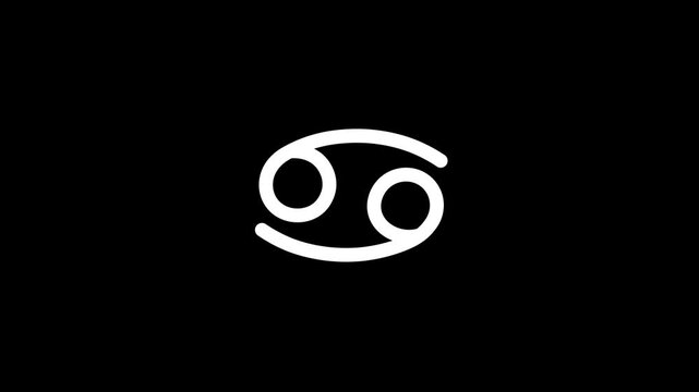 Hand-drawn animation of the Cancer zodiac symbol, featuring opposing shapes resembling the numbers six and nine, set against a dark background; 4K video.