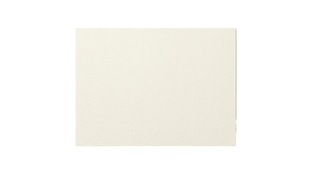 Blank rectangular ivory paper card sheet isolated on transparent background