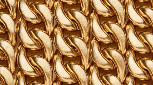 Close Up of Twisted Gold Chain Link Texture Background