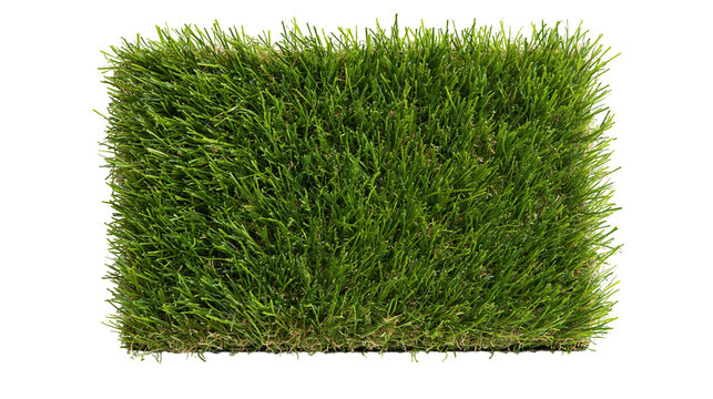 Rectangular piece of green artificial turf grass carpet