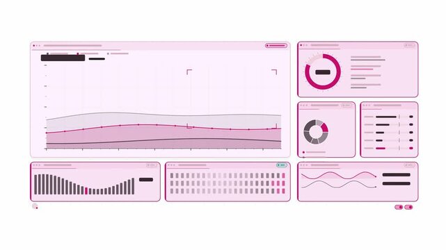 Clean animated subscription metrics layers renewing in violet and blue on a bright white background. Seamless looping 4K dashboard motion graphics with free space for text, ideal for business presenta