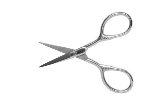 Small scissors isolated on white background. Used for trimming eyebrows or nose hair