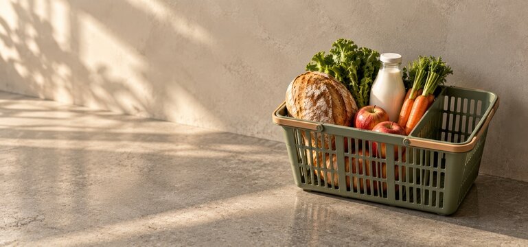 Partially Filled Grocery Basket Illustrating Reduced Purchasing Power