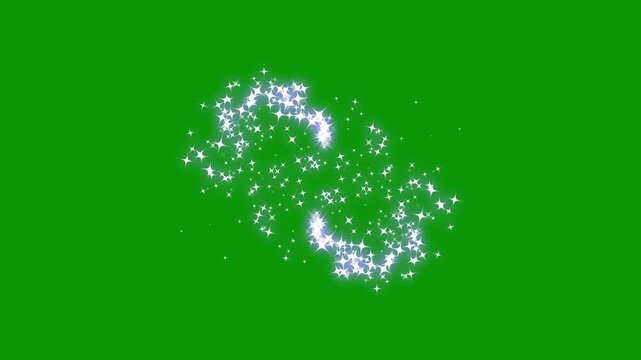Glowing glitter stars trail line animation, fairy sparkle dust, magic sparkles glitter line stars, fairy dust wand glitter stars trail overlay, pixie dust path on green screen. 4k video