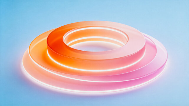 Layered Circular Neon Rings with Gradient Color Design