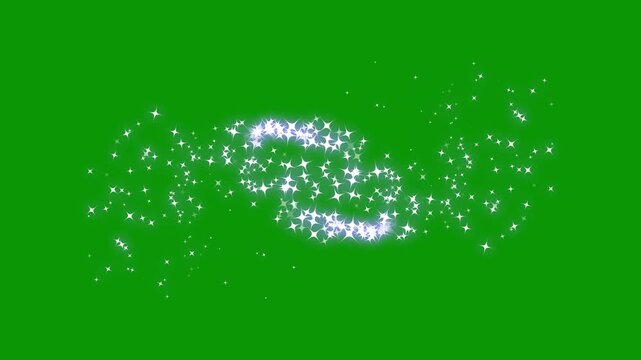 Luxury white glitter sparkles,  white twinkling stars line, fairy dust wand glitter stars trail transition, magical dust, fairy dust wand shimmer glitter transition on green screen. 4k video