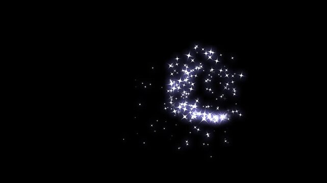 Magic glitter sparkle trail, doodle cartoon twinkling stars with glitter burst effect, blinking cartoon stars, magical dust, twinkling glitter stars line animation on black screen. 4k video