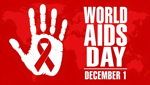 The red HIV/AIDS awareness ribbon paired with a human handprint icon in vector format. This marks December 1st annually. A day that really matters.