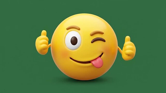 3d emoticon set with winking face and playful hand gestures