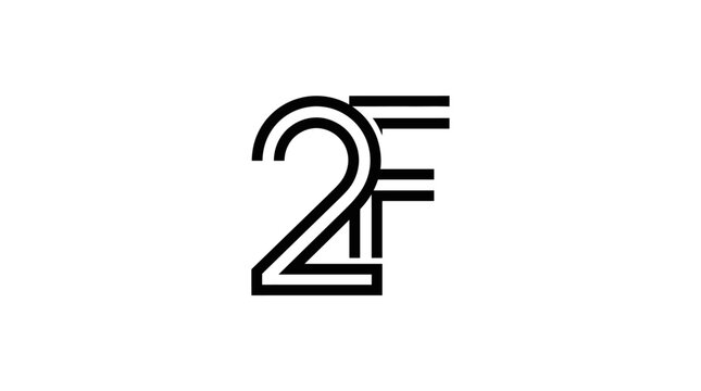 Minimalist graphic design featuring the number two and letter F combined in a modern style.