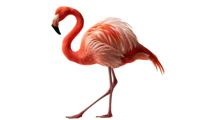 Vibrant pink flamingo standing with curved neck and detailed plumage © Lysander
