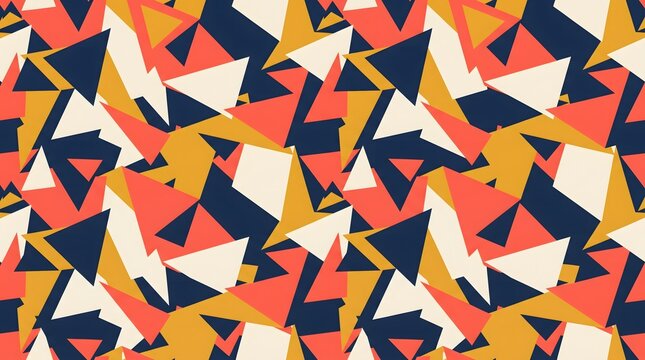 Seamless geometric pattern with overlapping colorful triangles