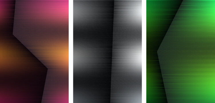 Abstract geometric background with parallel horizontal lines in vibrant multicolored gradient style