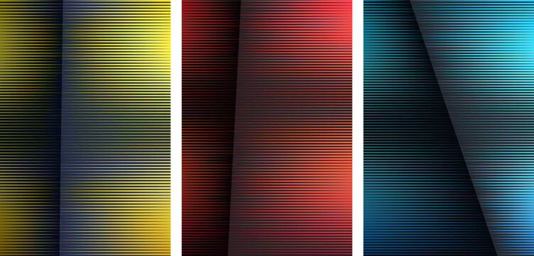 Abstract geometric background with parallel horizontal lines in vibrant multicolored gradient style