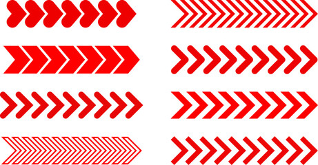 Fototapeta premium Red Chevron Arrow icons set Pattern Directional Sign Vector
