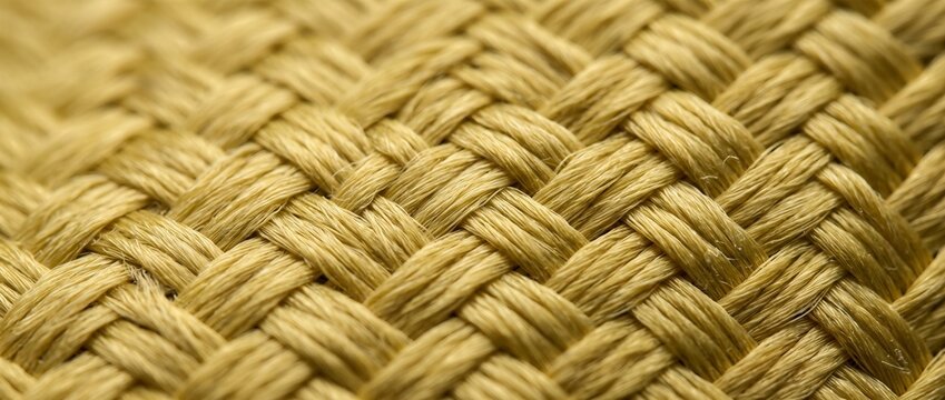 Kevlar fiber weave texture. Macro close-up of yellow aramid material. Durable technical textile background