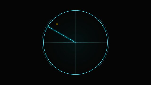 Minimalistic radar screen with glowing dot on black background